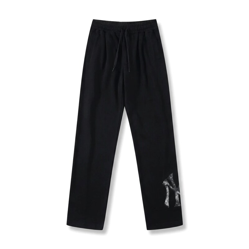 Classic trendy brand black trousers of MLB