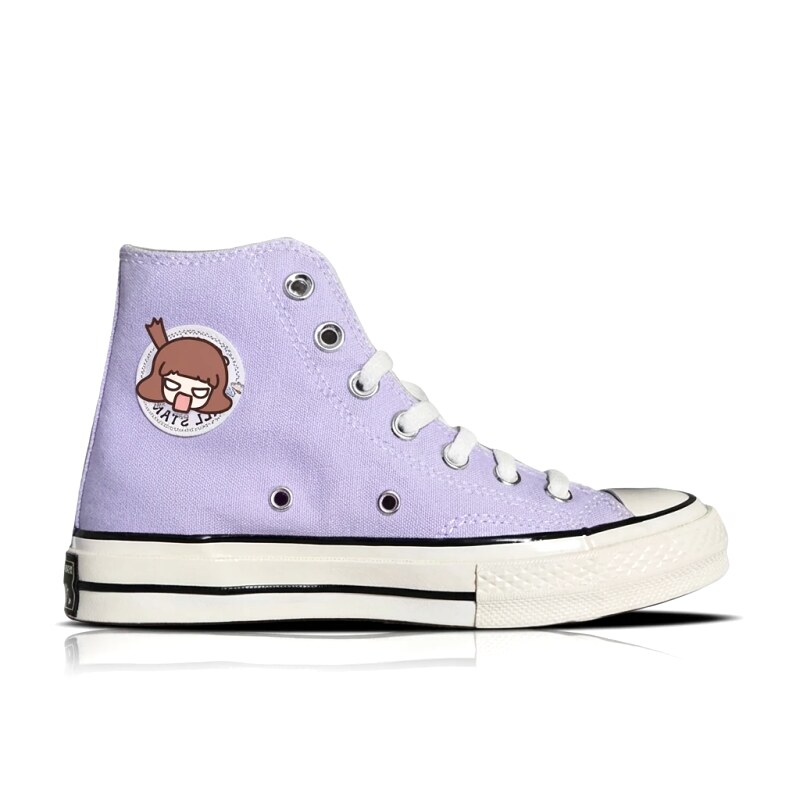 Converse cartoon-style light purple high-top shoes