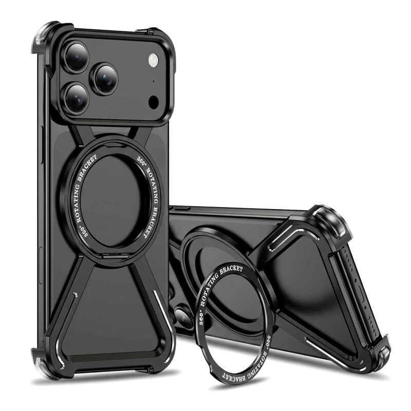 Cool Black Rotating Bracket iPhone Case for Trendy Brands