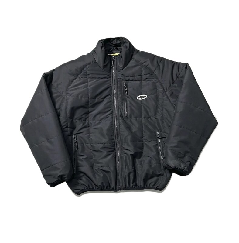 Corteiz black minimalist style cotton-padded jacket