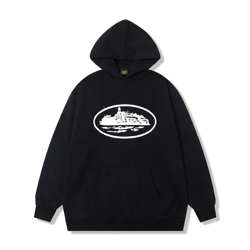 Corteiz black minimalist style hoodie