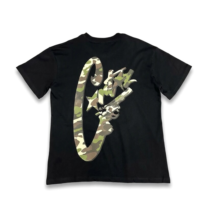 Corteiz camouflage-style black T-shirt
