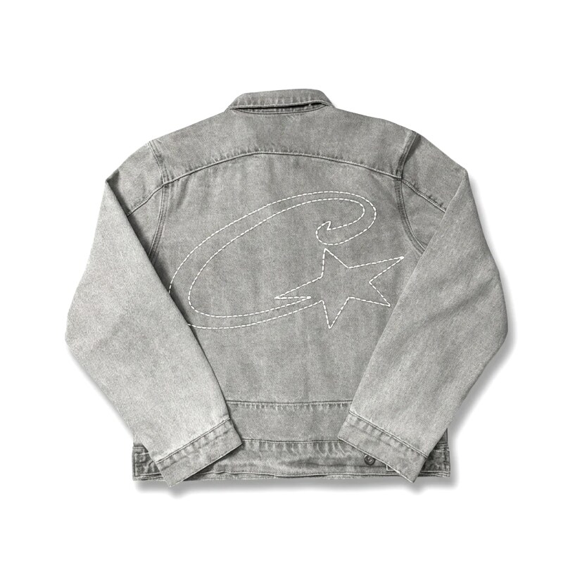 Corteiz denim retro-style grey coat