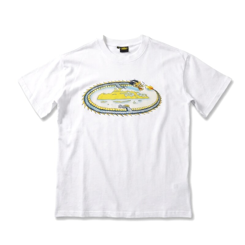 Corteiz Dragon Pattern Trendy White T-shirt