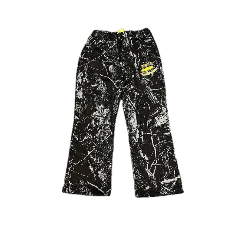 Corteiz graffiti-style black long trousers