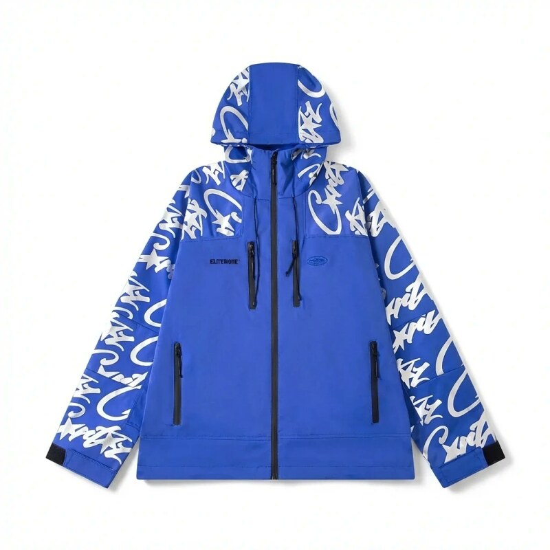 Corteiz Graffiti Style Blue Windbreaker