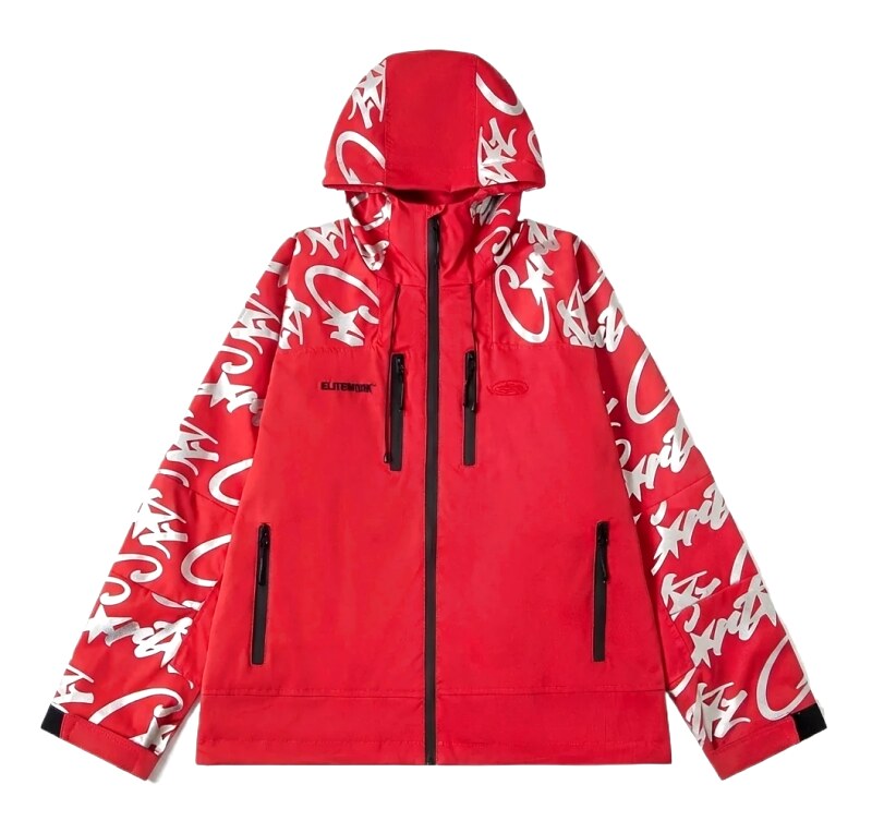 Corteiz Graffiti Style Red Jacket