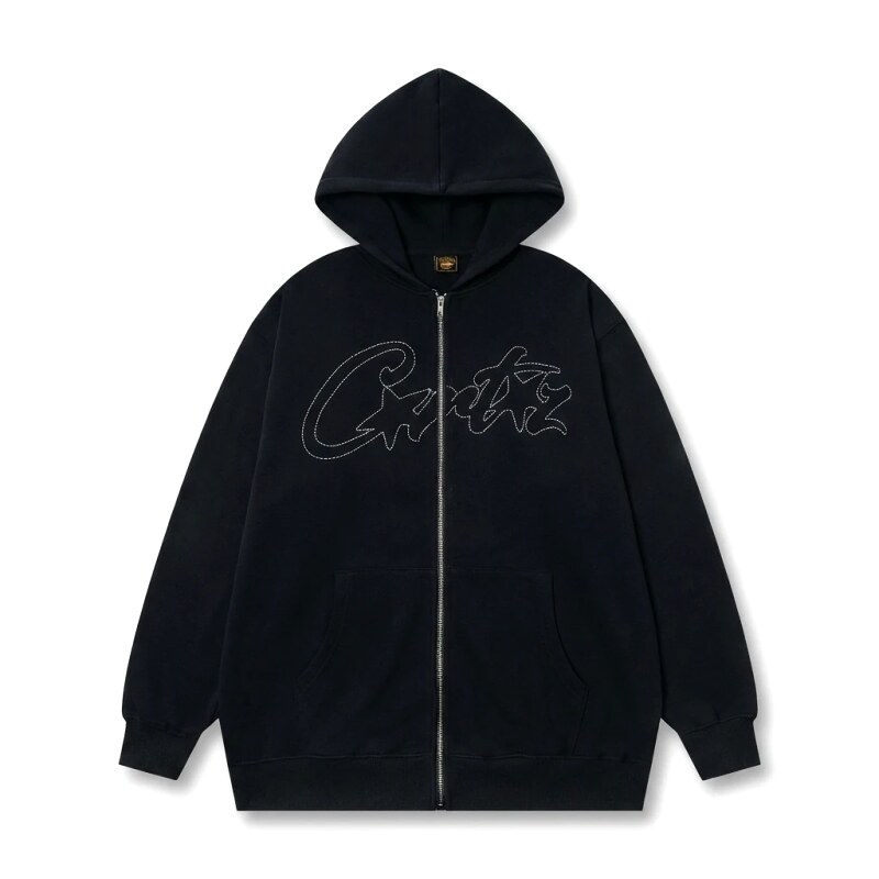 Corteiz minimalist style black hoodie