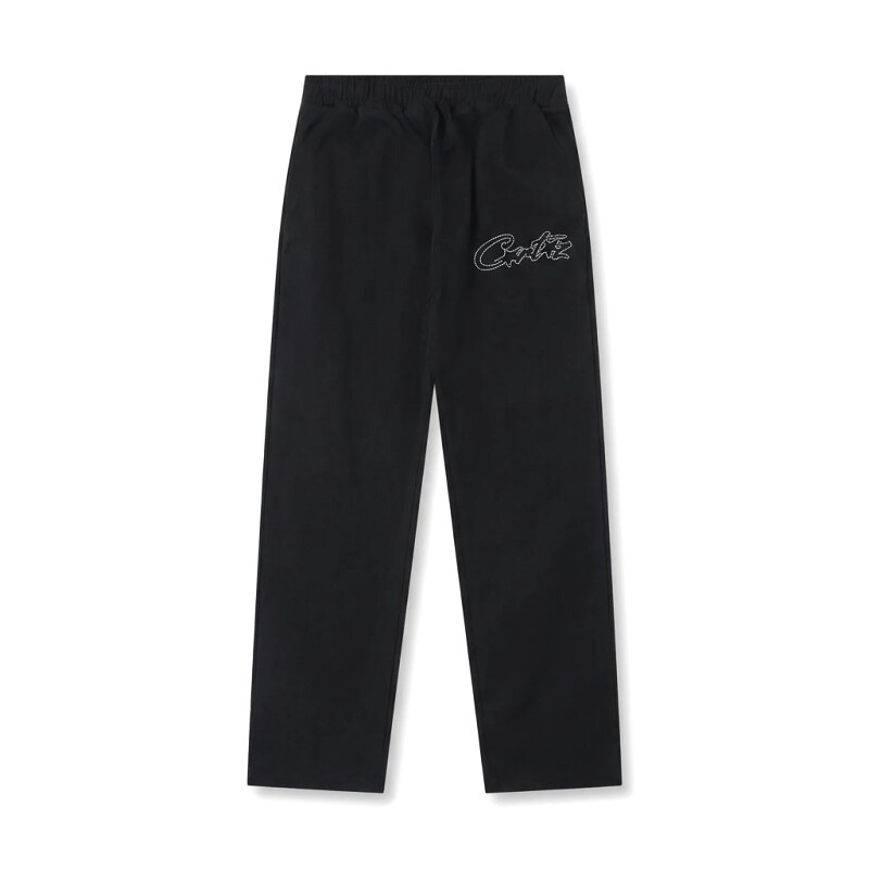 Corteiz minimalist style black long trousers