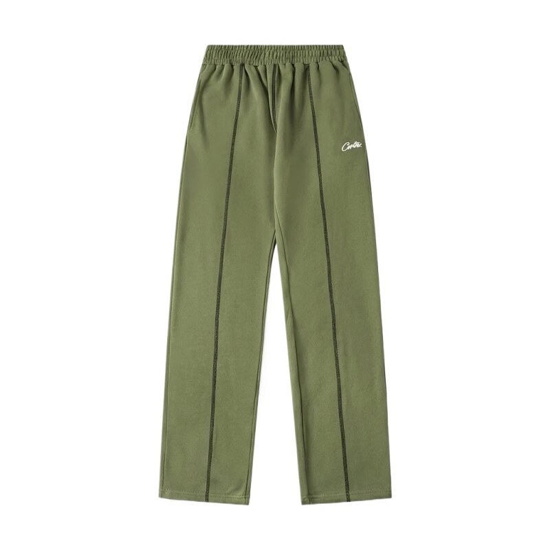 Corteiz minimalist style olive green long trousers