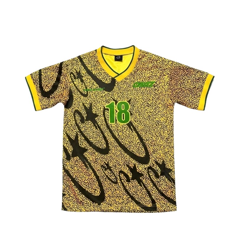 Corteiz No.18, trendy style, yellow and black.