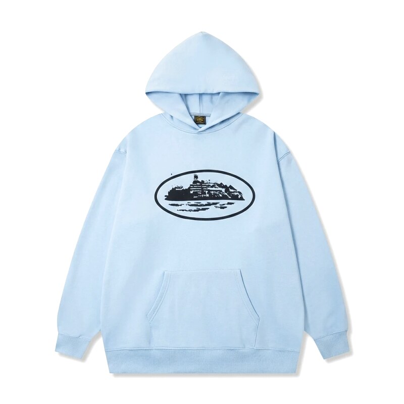Corteiz Print Minimalist Light Blue Hoodie