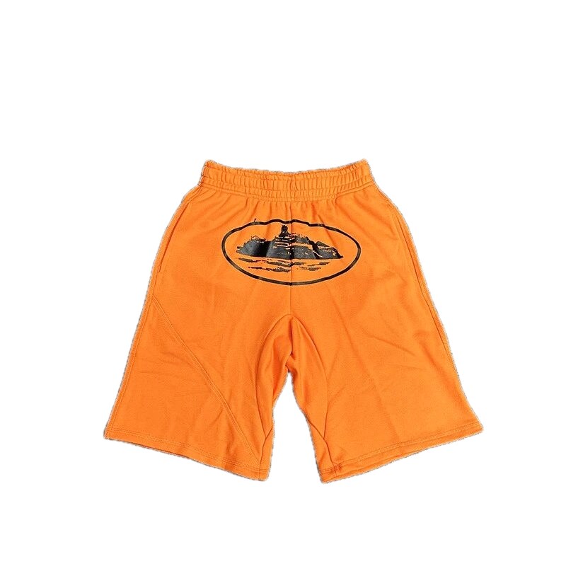 Corteiz Printed Casual Orange Shorts