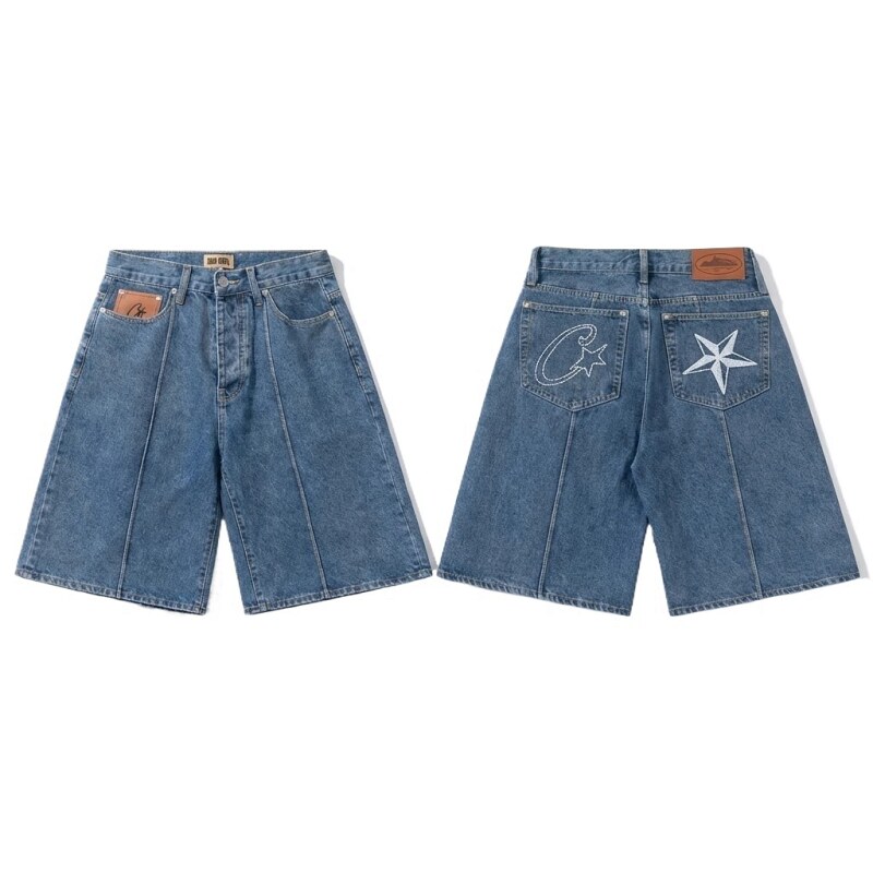 Corteiz retro-style denim shorts