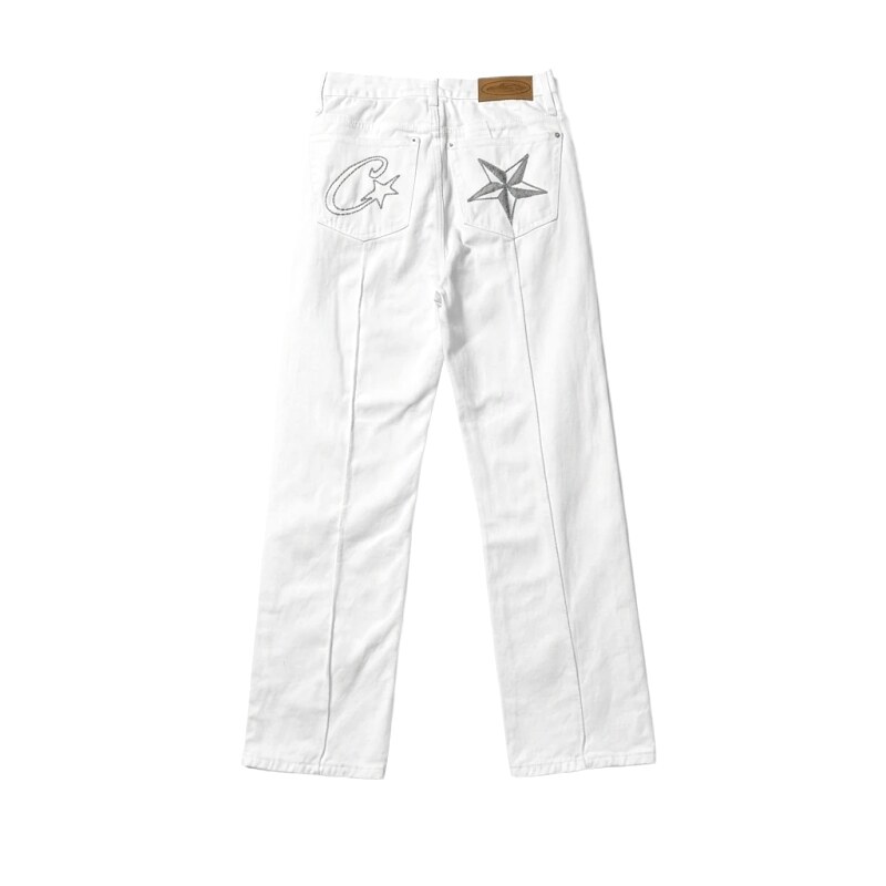 Corteiz Retro Style White Jeans