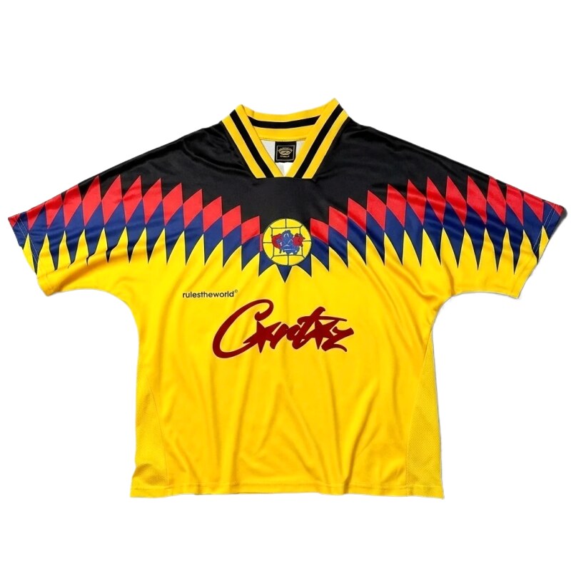 Corteiz sporty yellow and black short-sleeved shirt