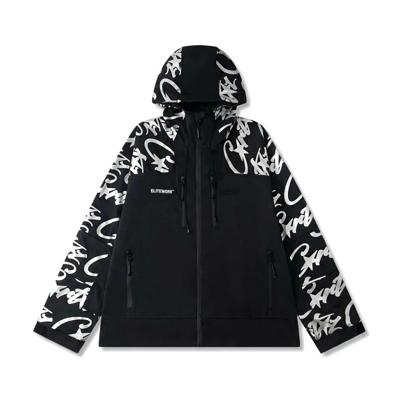 Corteiz trendy black and white coat