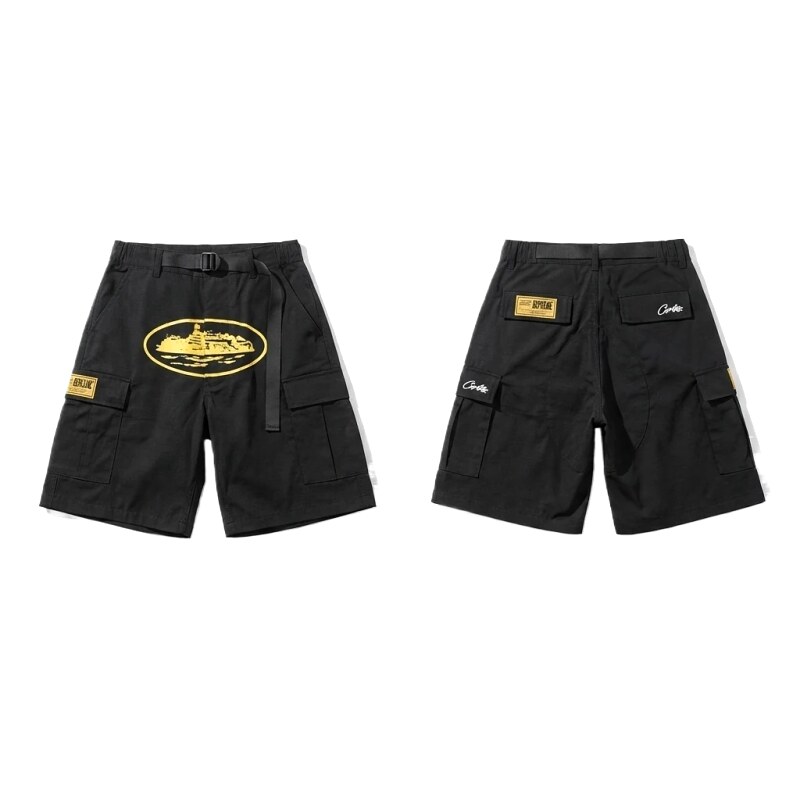Corteiz workwear-style black shorts