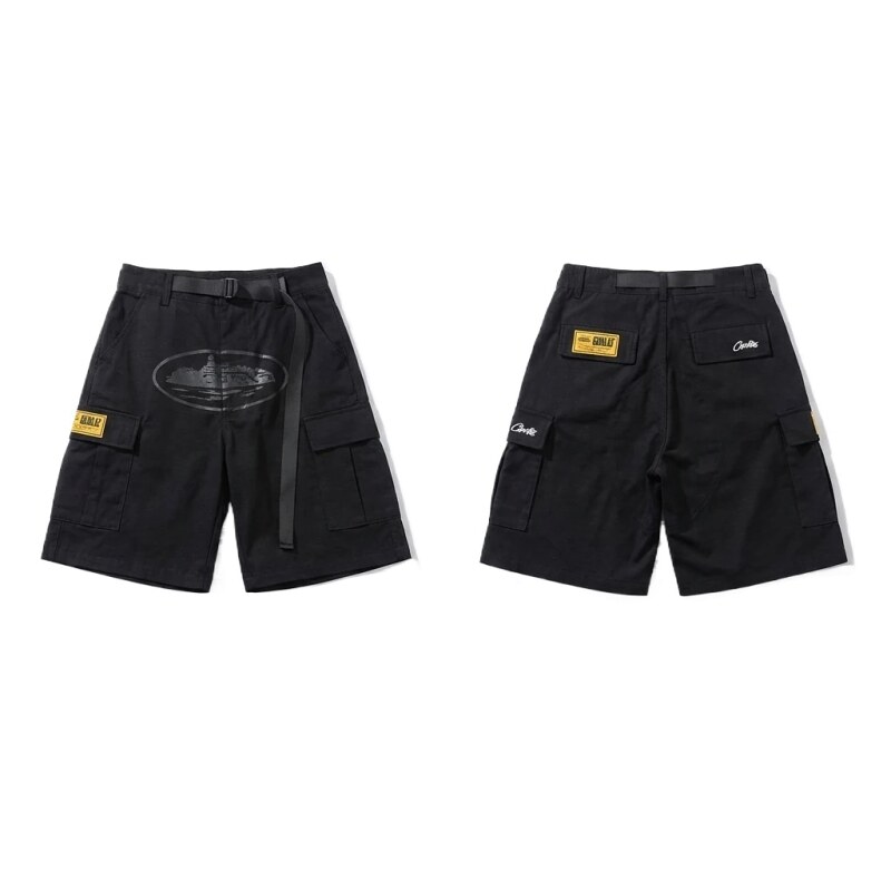 Corteiz workwear-style black shorts