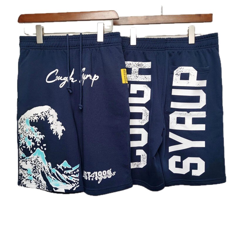 COUGH SYRUP Ukiyo-e Street Style Navy Shorts