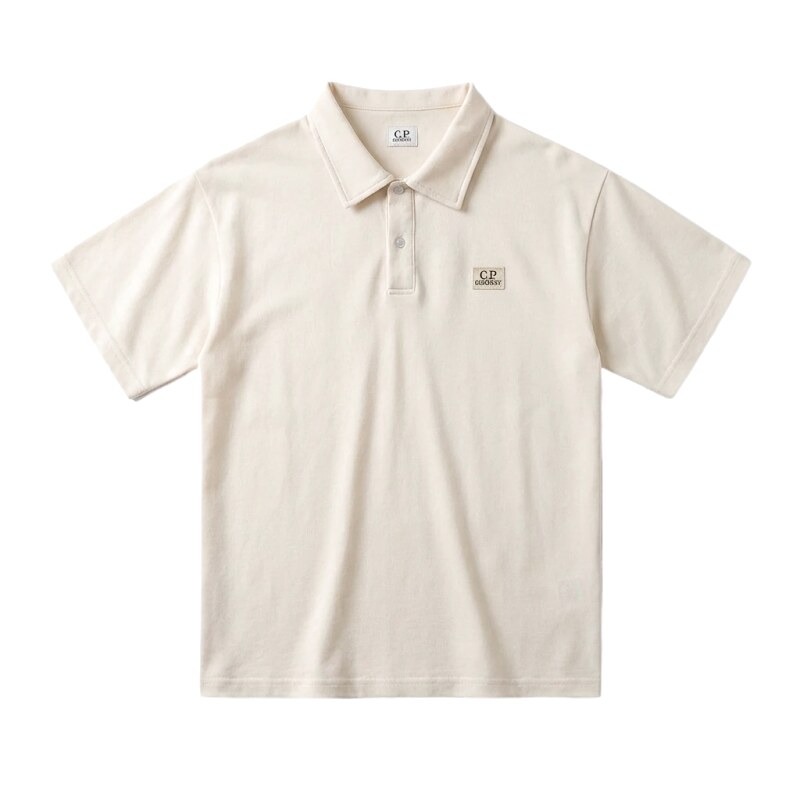 C.P. Basic Style Simple and Elegant Beige Polo Shirt