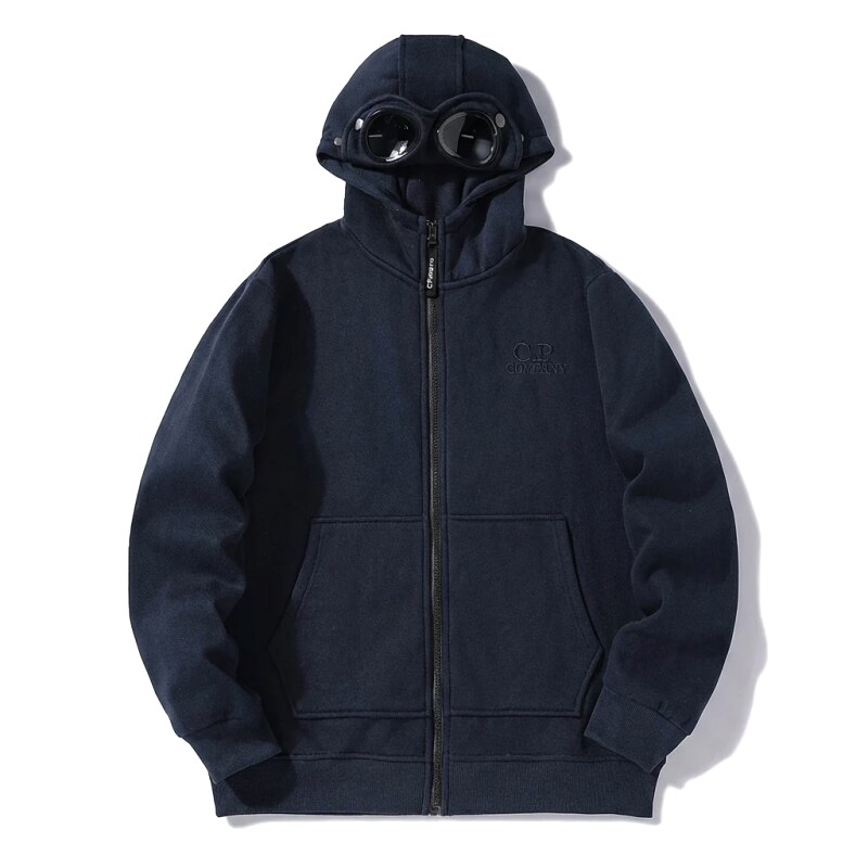 C.P. COMPANY Workwear Style Navy Blue Hoodie
