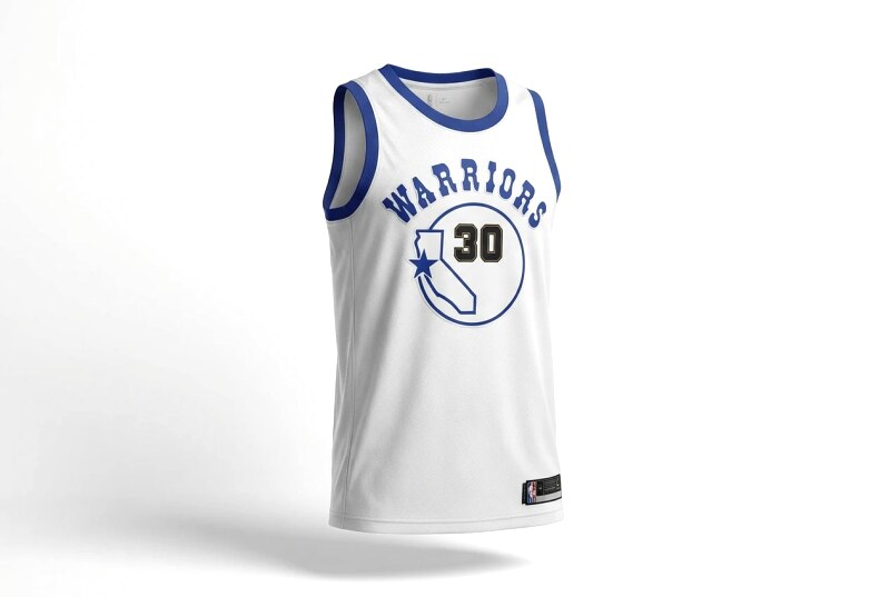 Curry's white basketball jersey of the Golden State Warriors.