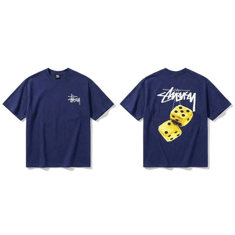 Deep blue T-shirt with Stussy dice print