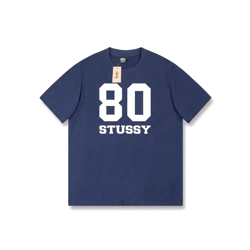 Deep blue T-shirt with Stussy digital printing