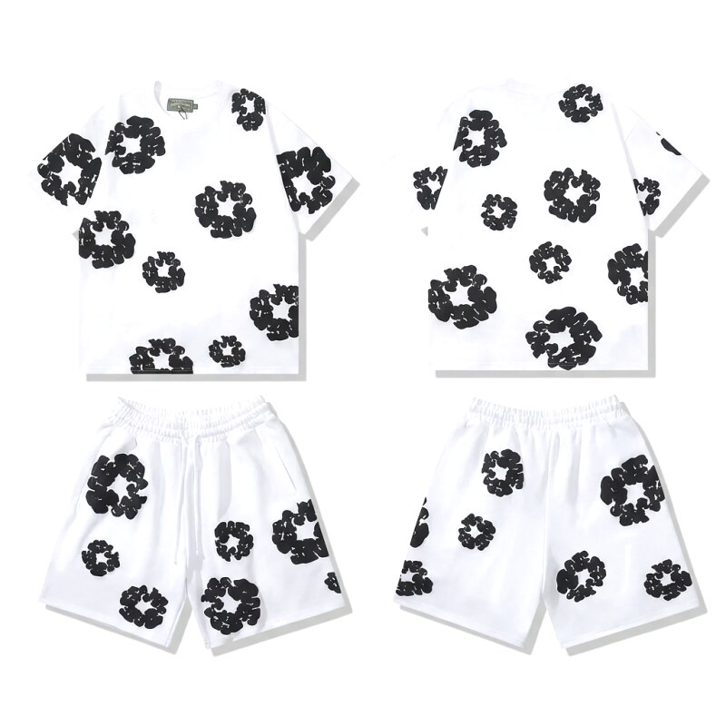 DENIM TEARS Black and White Printed Trendy Brand Set