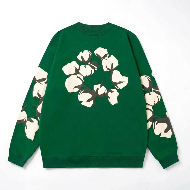 DENIM TEARS Cotton Print Green Sweatshirt