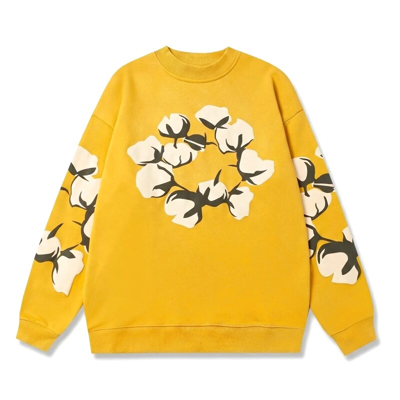 DENIM TEARS Cotton Print Yellow Sweatshirt