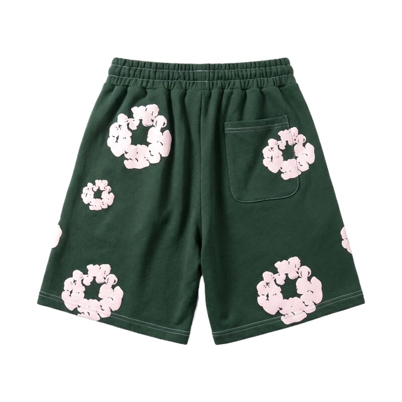 DENIM TEARS Floral Print Dark Green Shorts