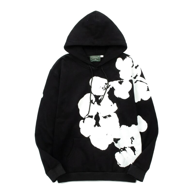DENIM TEARS Floral Style Black Hoodie