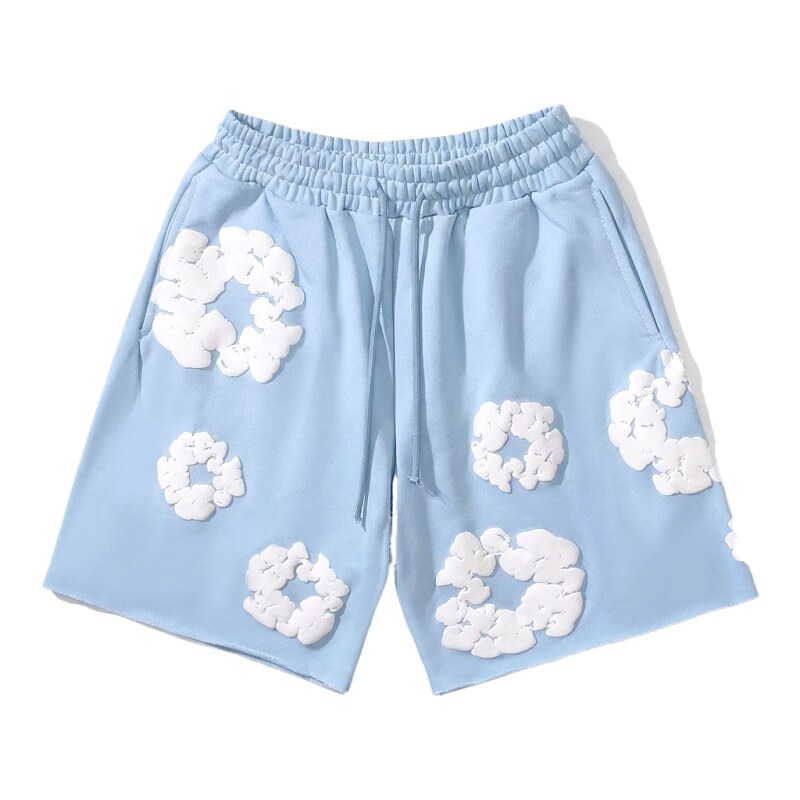 DENIM TEARS Floral Style Light Blue Shorts