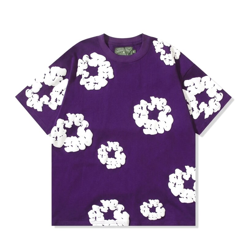 DENIM TEARS Floral Style Purple T-shirt