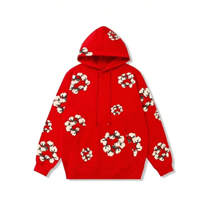DENIM TEARS Floral Style Red Hoodie