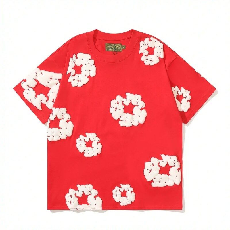 DENIM TEARS Floral Style Red T-shirt