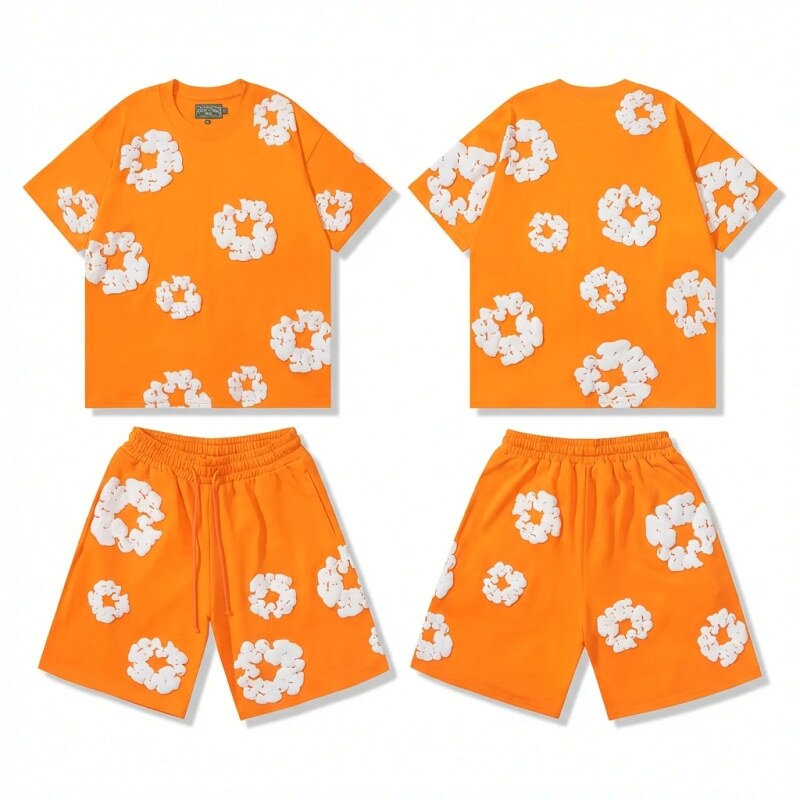 DENIM TEARS Orange and White Floral Wind Suit