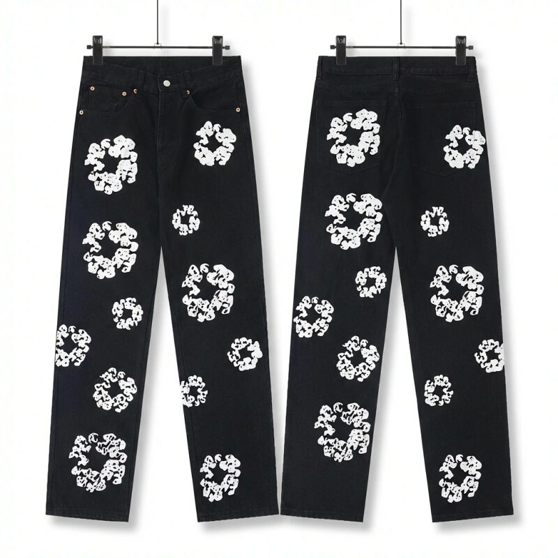 DENIM TEARS Printed Retro-Style Black Pants