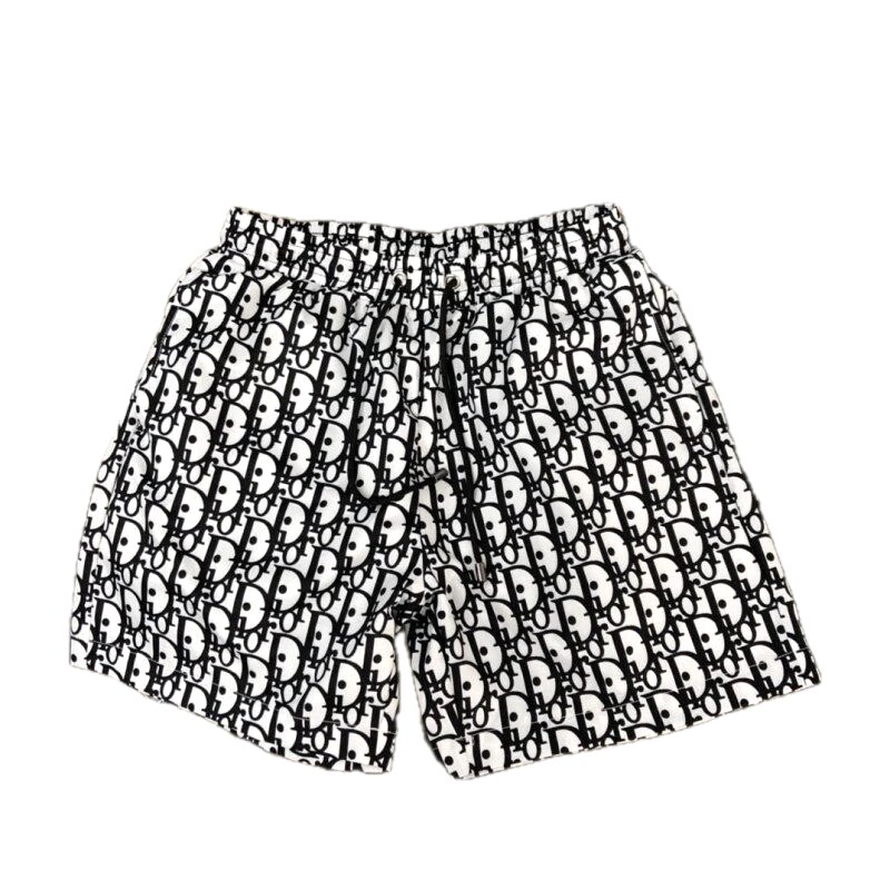 Dior All-over Monogram Print Casual Style Black and White Shorts