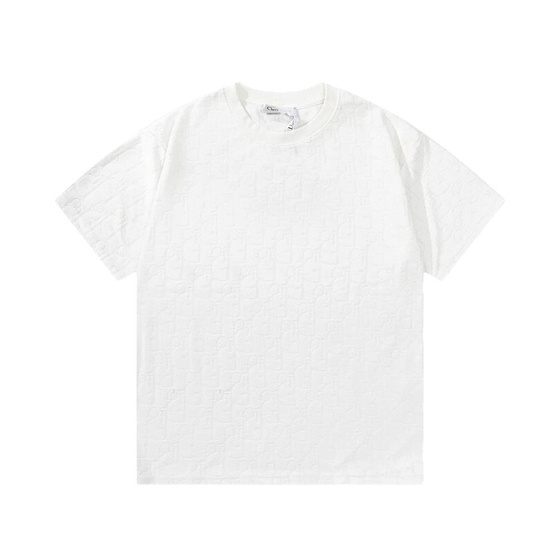 Dior All-over Monogram Print Light Luxury Style White T-Shirt