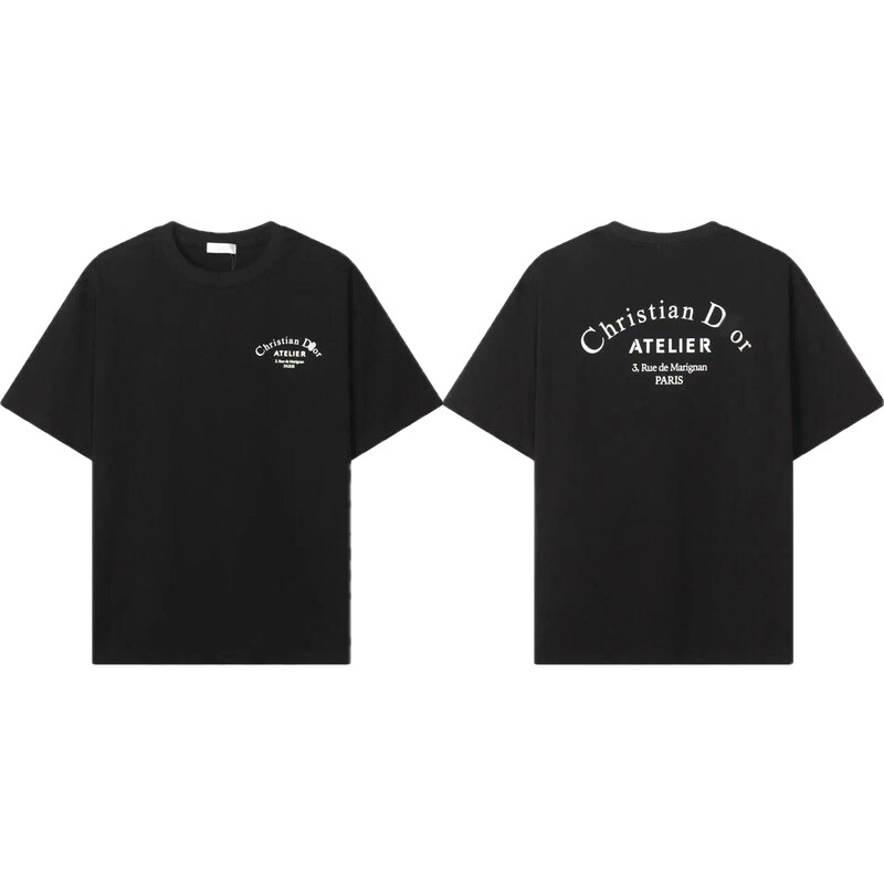 Dior ATELIER Minimalist Style Black Short-Sleeve T-Shirt