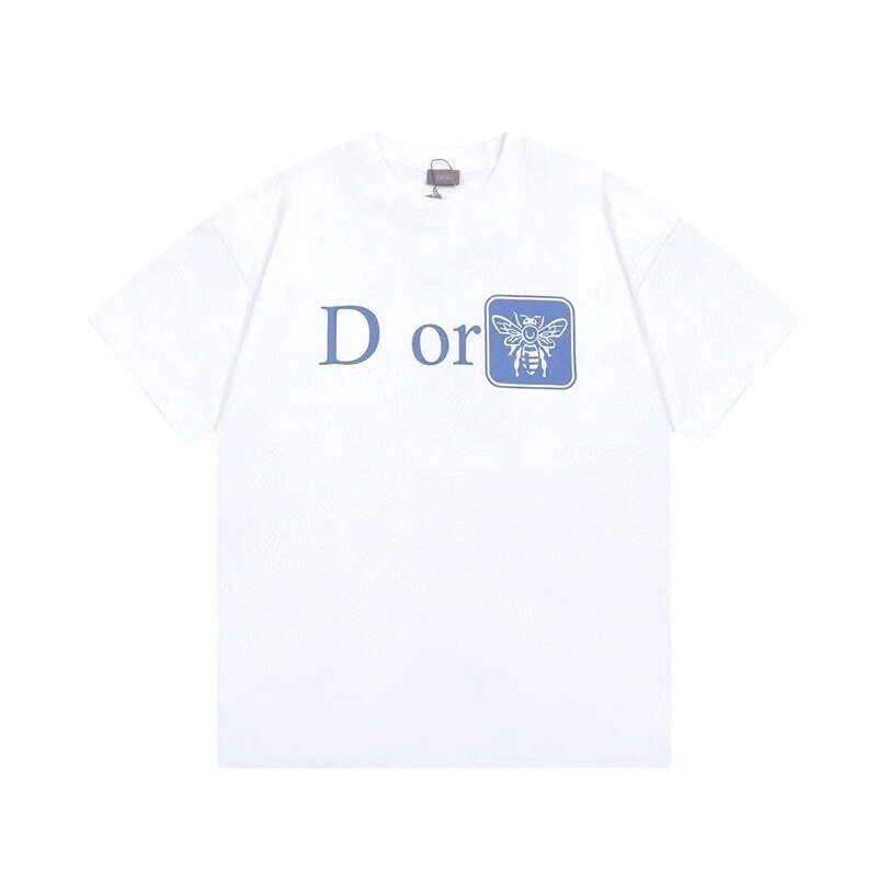 Dior Bee Print Casual Style White T-Shirt