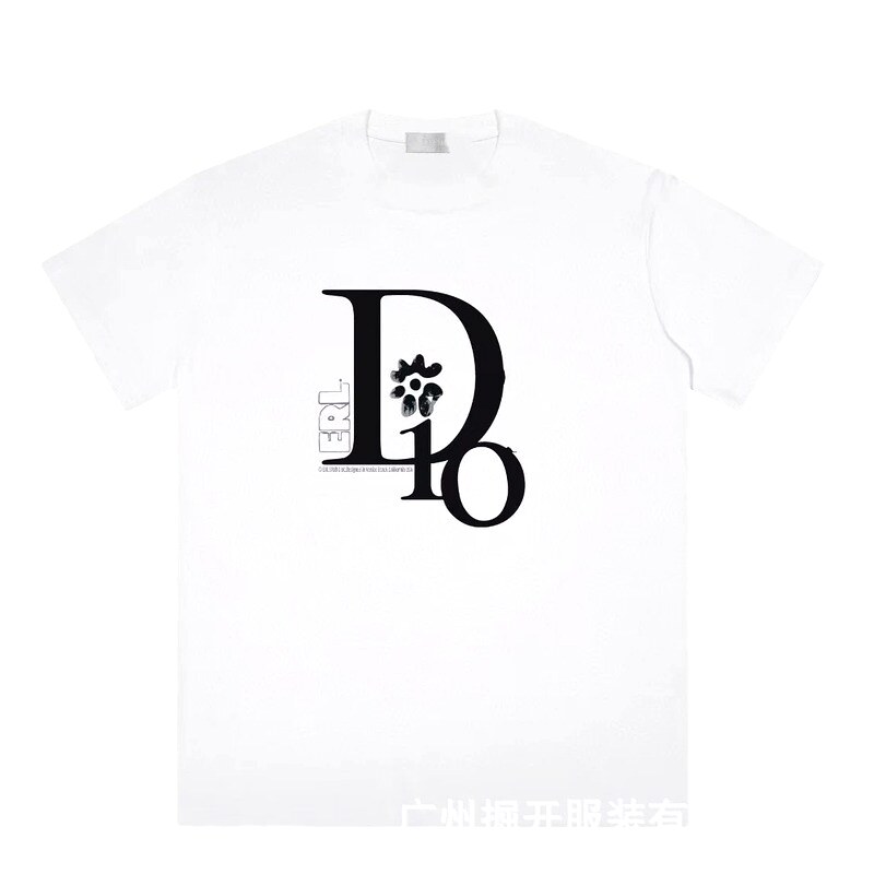 Dior Co-branded Trendy Style Printed White T-Shirt