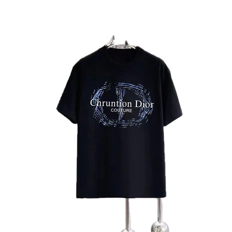 Dior Couture Light Luxury Style Black T-Shirt
