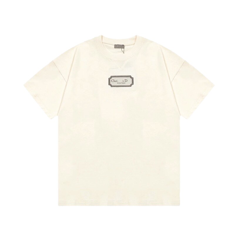 Dior Couture Minimalist Style Off-White Short-sleeve T-shirt