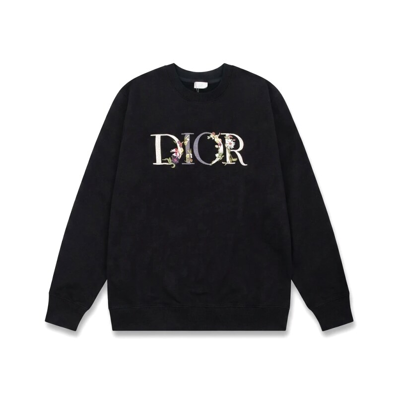 Dior Floral Alphabet Style Black Sweatshirt