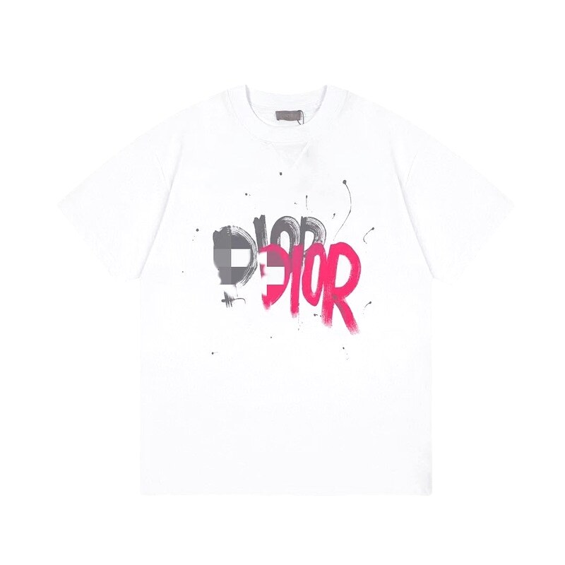 Dior Graffiti Street Style White Short-Sleeve T-Shirt