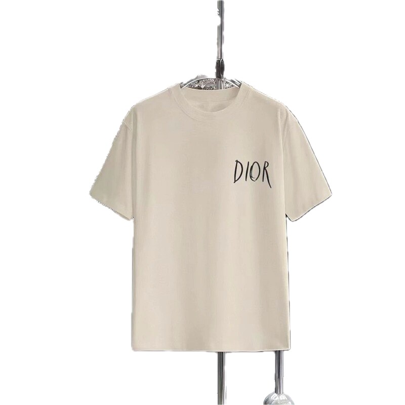 Dior Hand-painted Minimalist Off-white Casual Short-sleeve T-shirt